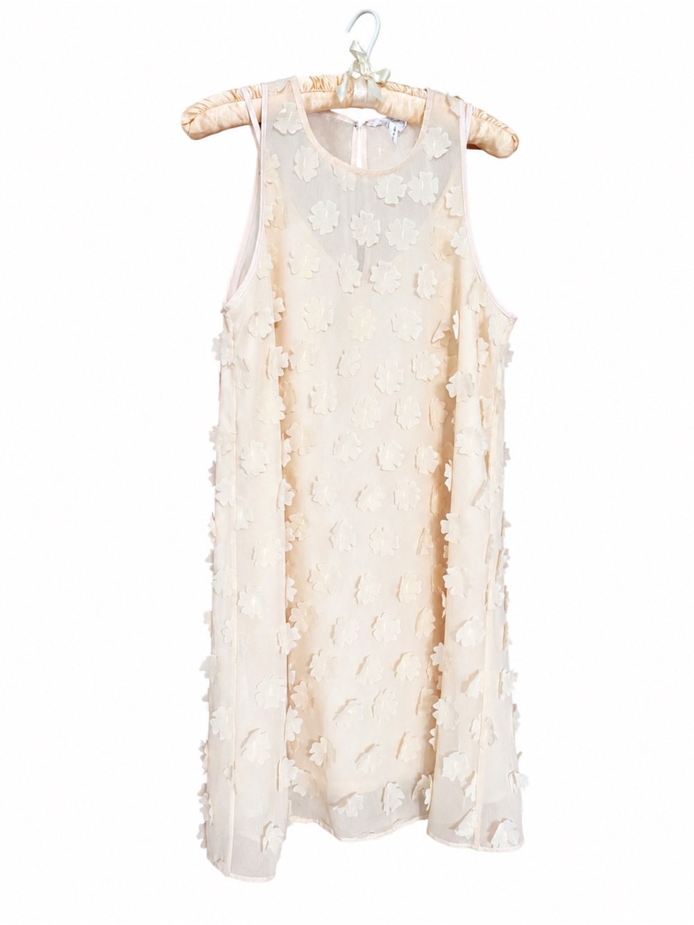 BCBGeneration Peach-Nude Floral Appliqué Dress